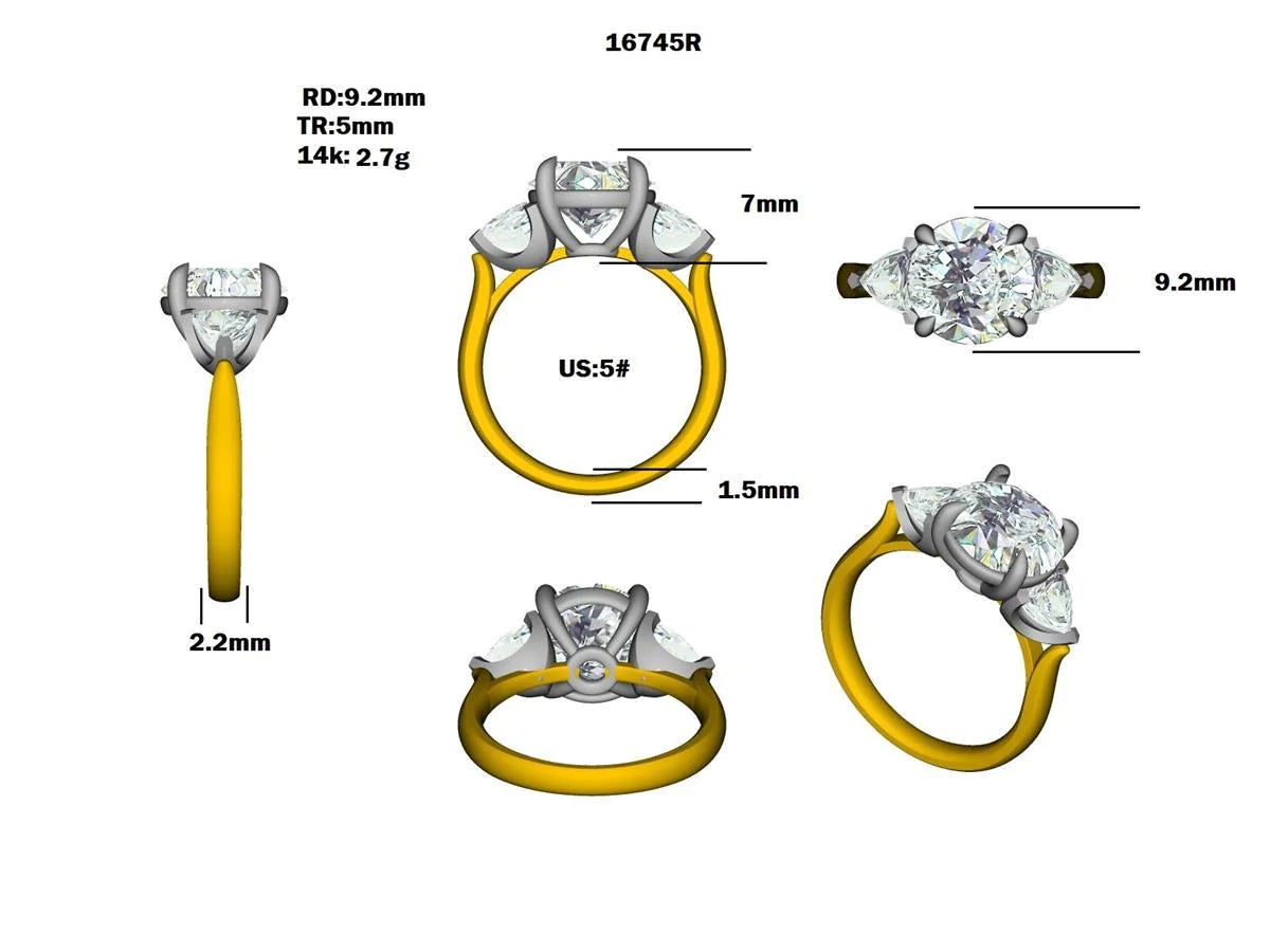 16745R Ring With Diamond & Gemstone