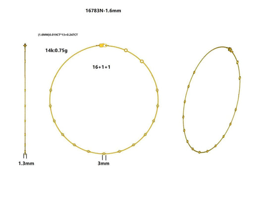 16783N-1.6MM Necklace With Diamond