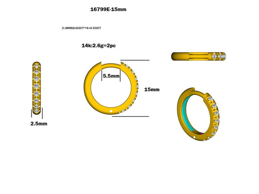 16799E-15MM Earring With Diamond