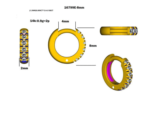 16799E-8MM Earring With Diamond