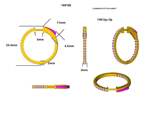 16810E-1CT Earring With Diamond