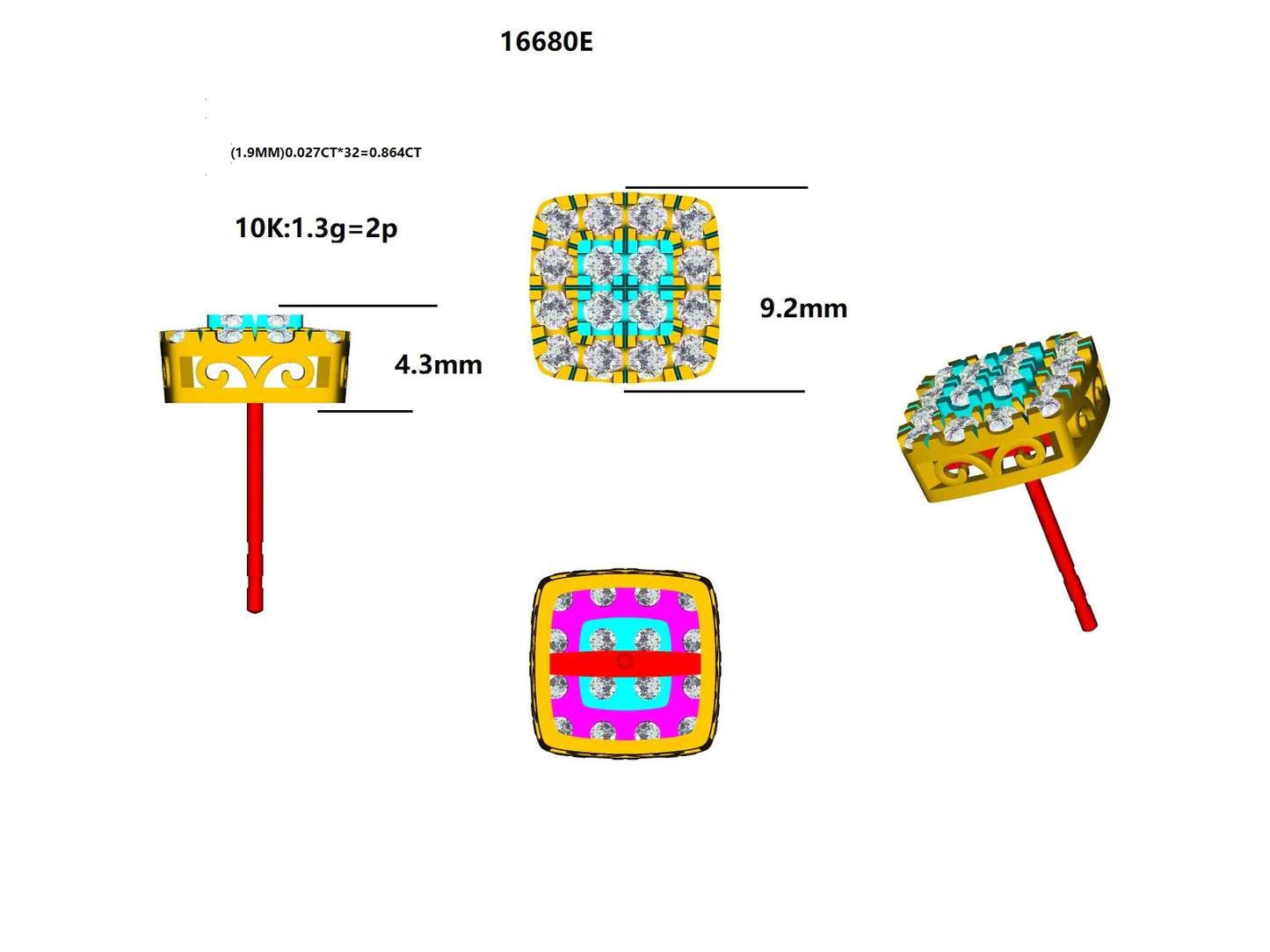 16860E Earring With Diamond