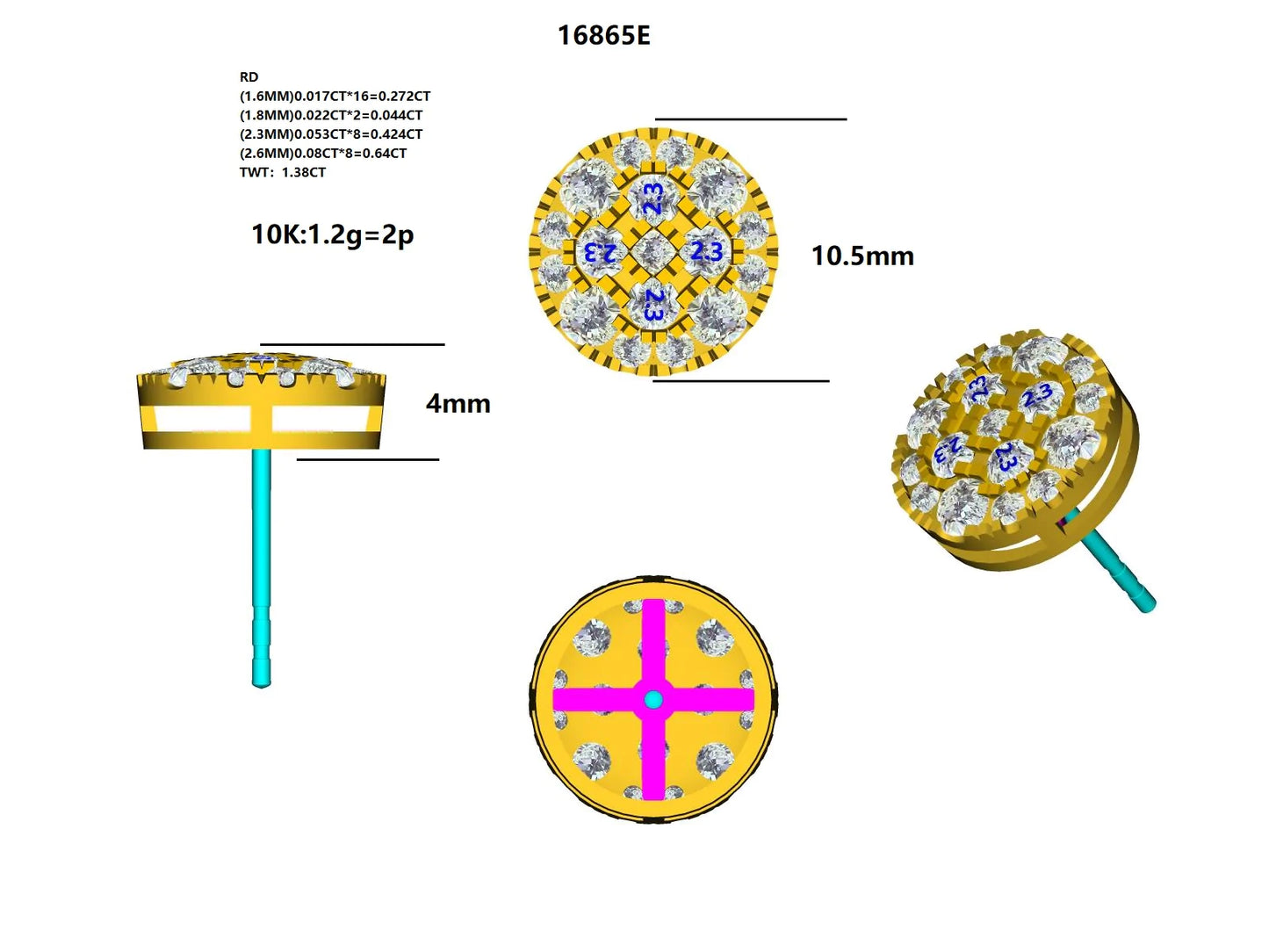 16865E Earring With Diamond