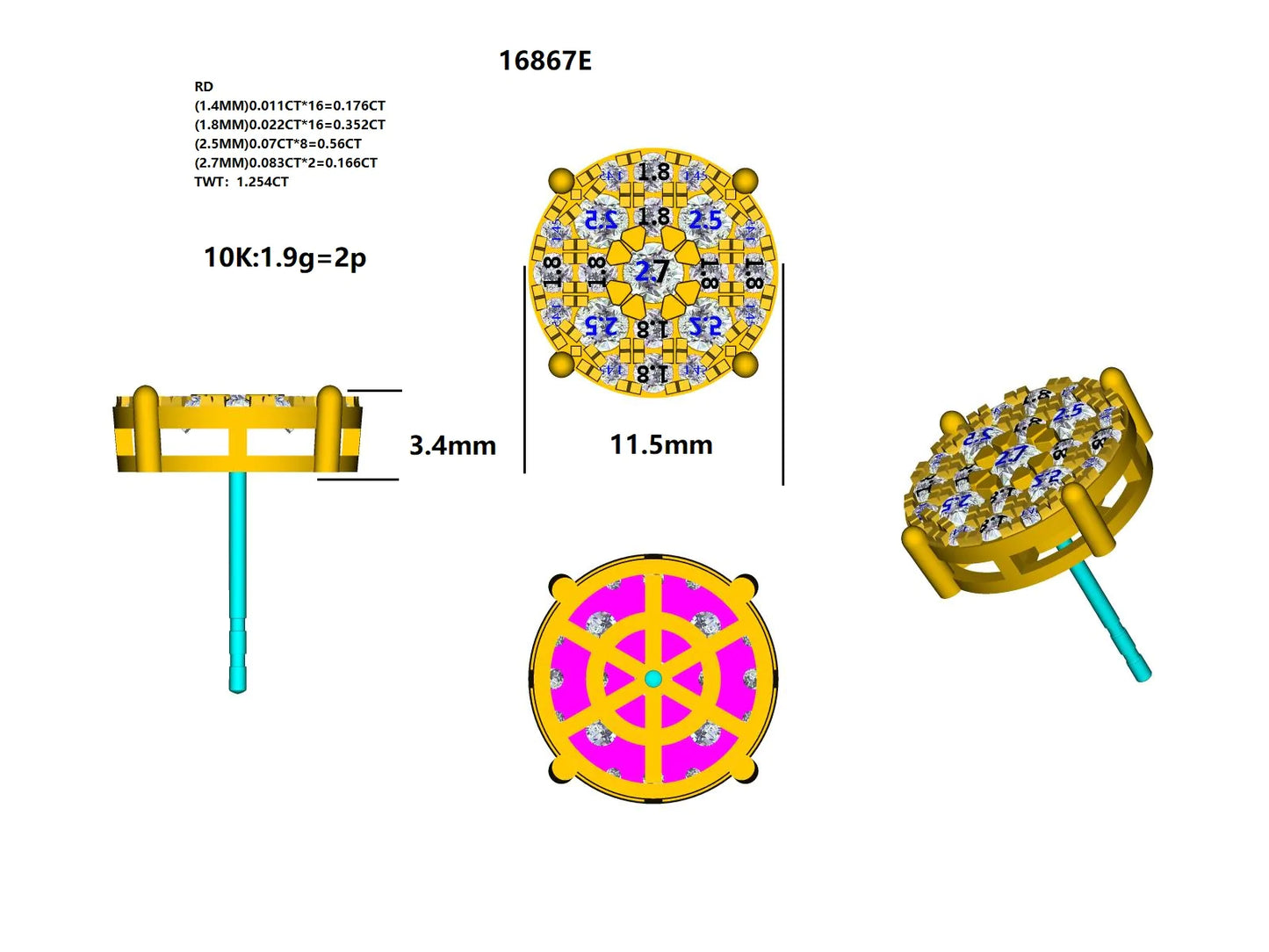 16867E Earring With Diamond