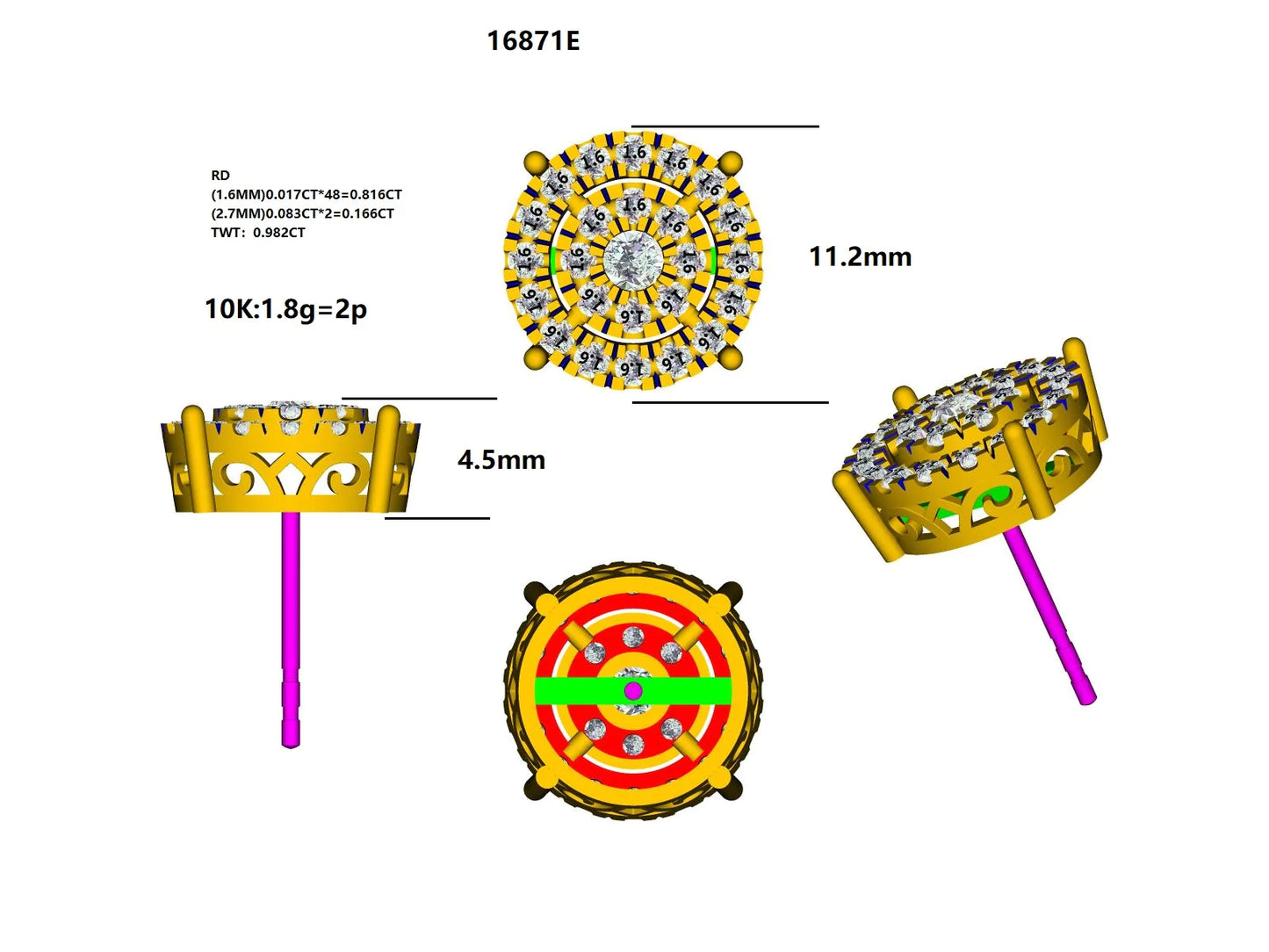 16871E Earring With Diamond