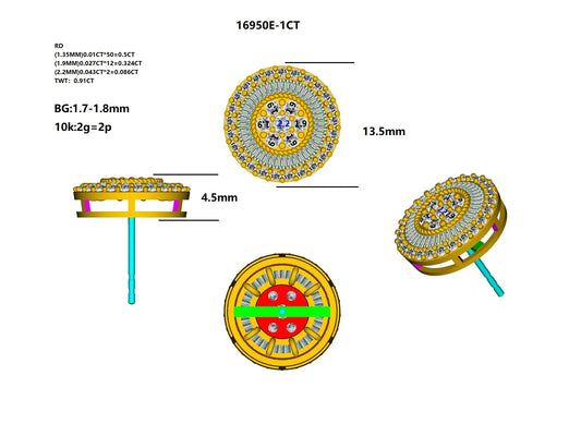 16950E-1.0CT Earring With Diamond