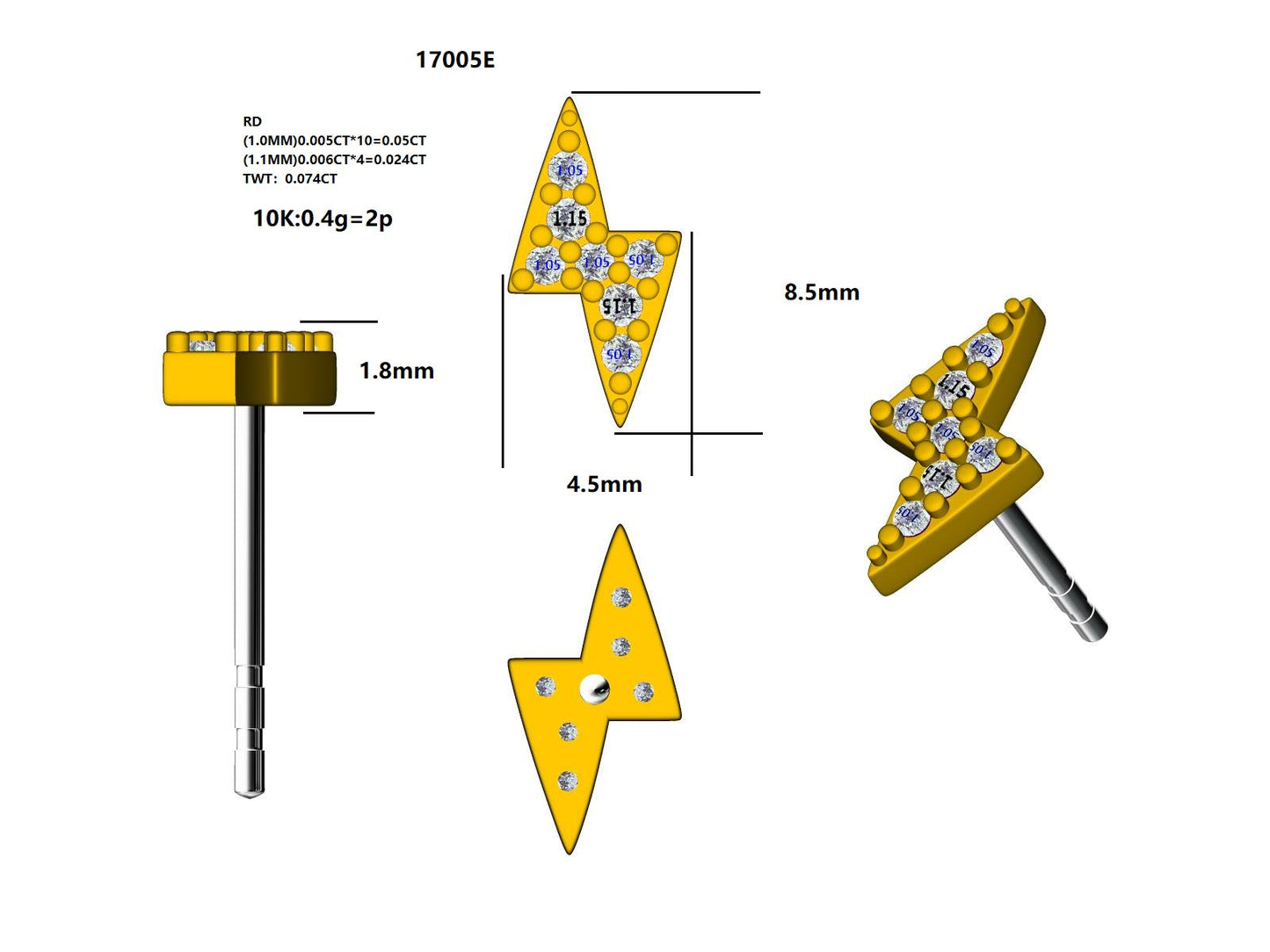 17005E Earrings With Diamond