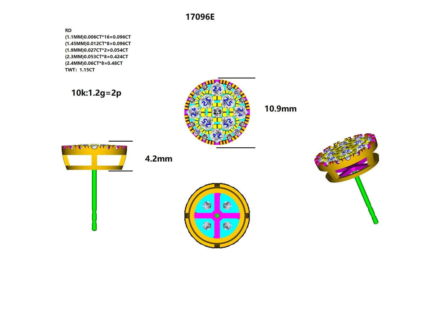 17096E Earring With Diamond