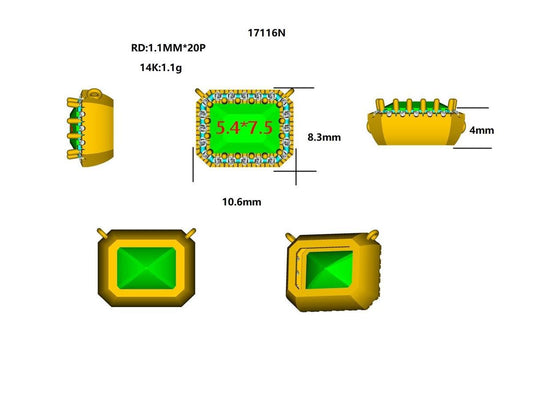 17116N Necklace With Diamond and Gemstone