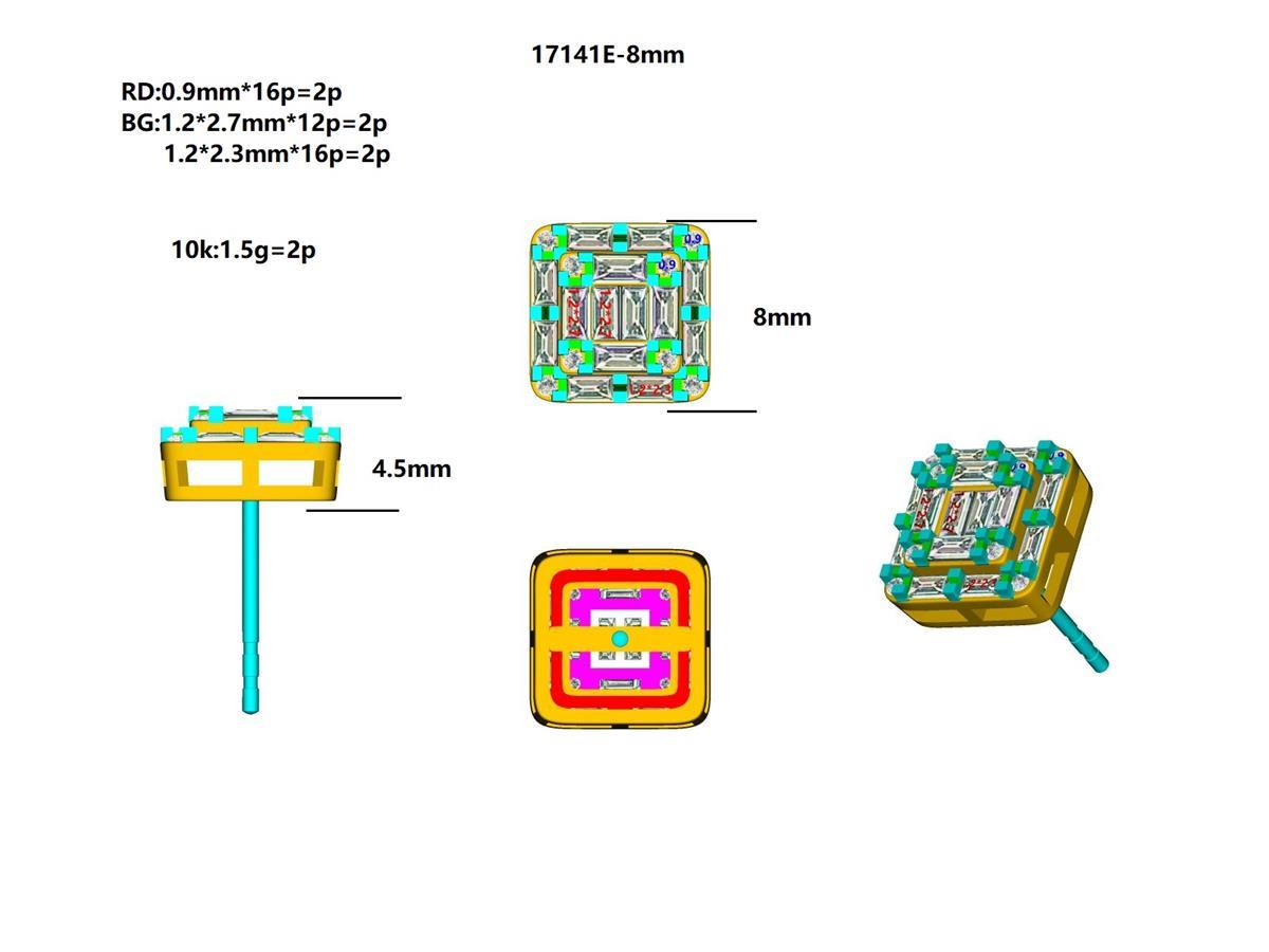 17141E-8MM Earring With Diamond