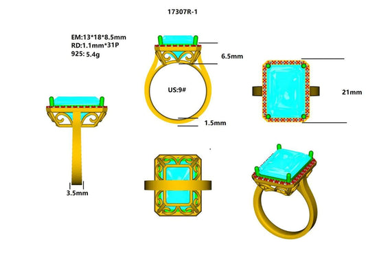 17307R Ring With Diamond & Gemstone