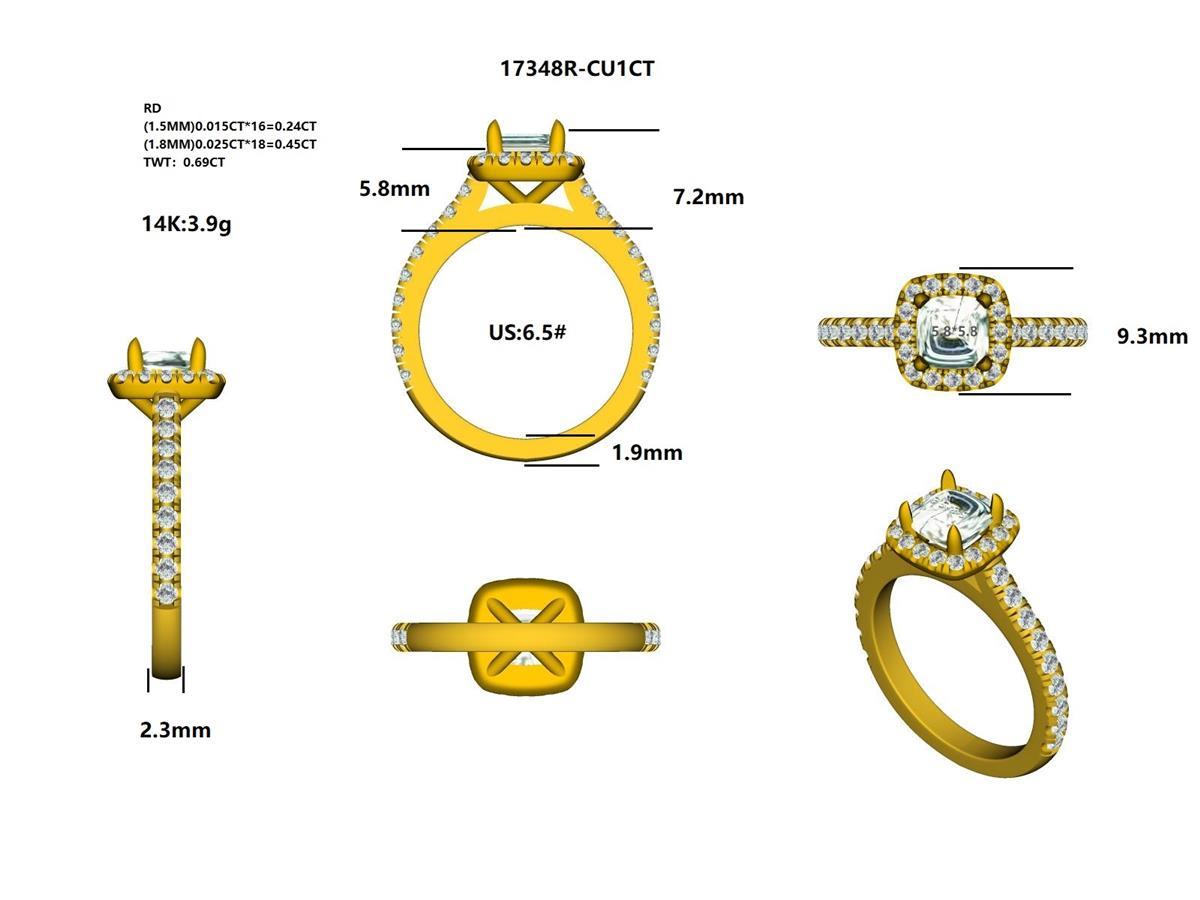 17348R-CU1.0CT Ring With Diamond