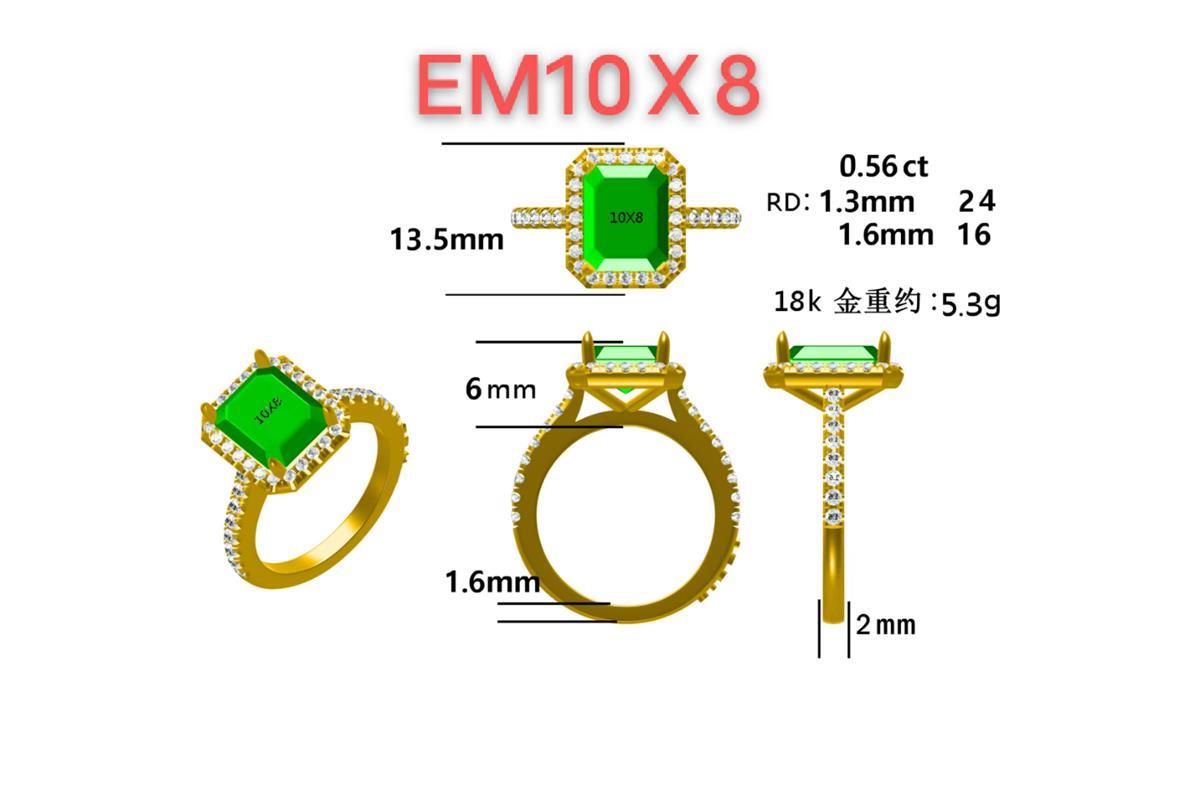 17543R-EM10X8MM Ring With Diamond