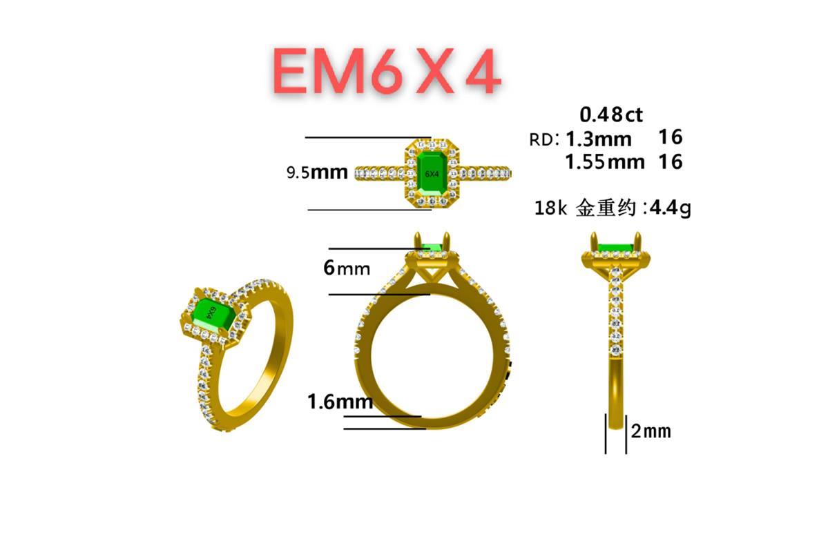 17543R-EM6X4MM Ring With Diamond