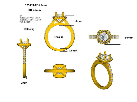 17543R-RD6.5MM Ring With Diamond