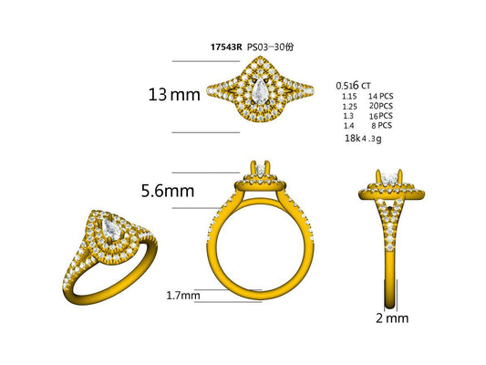17544R-PS0.3CT Ring With Diamond