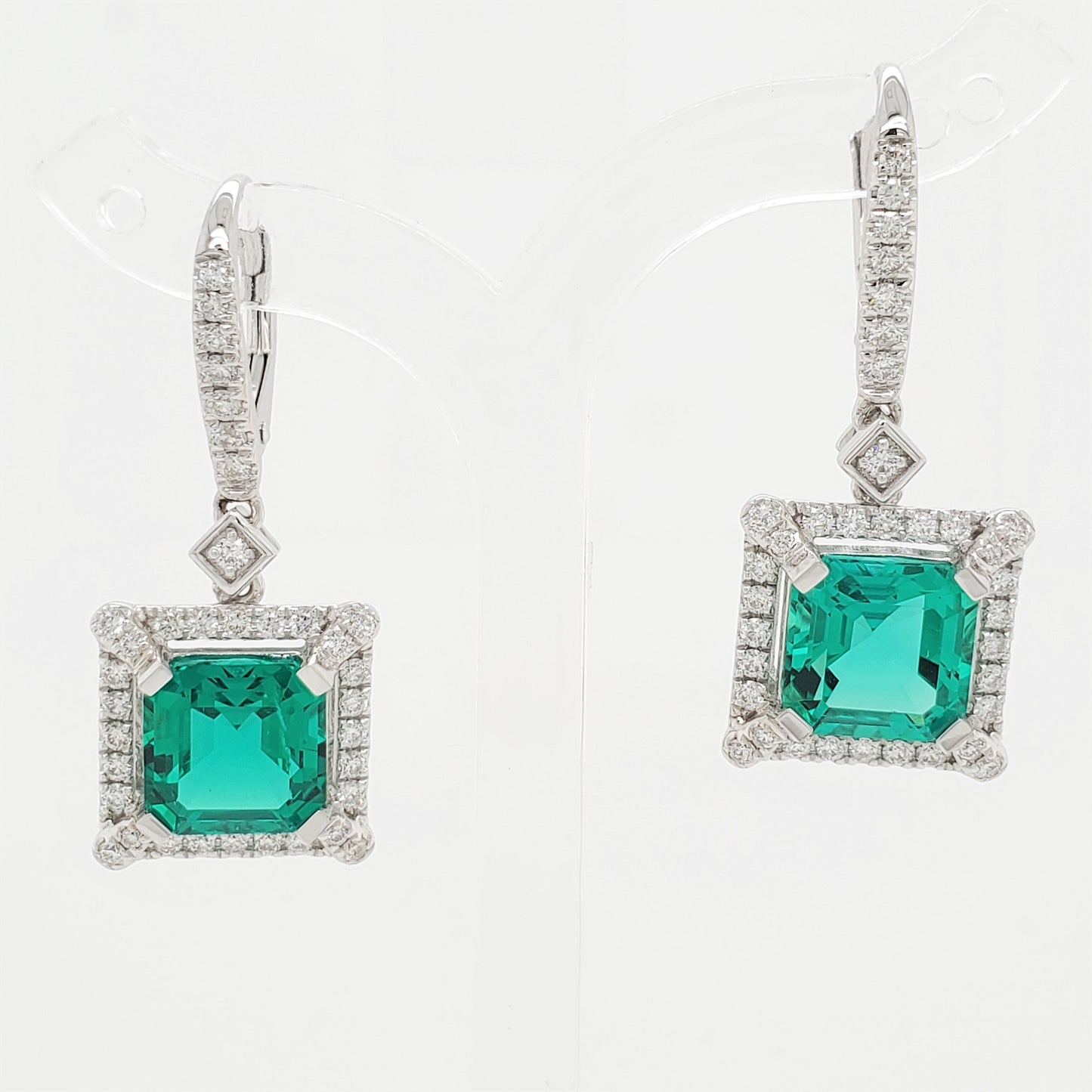 17634E-EM8X8 Earrings With Diamond & Gemstone