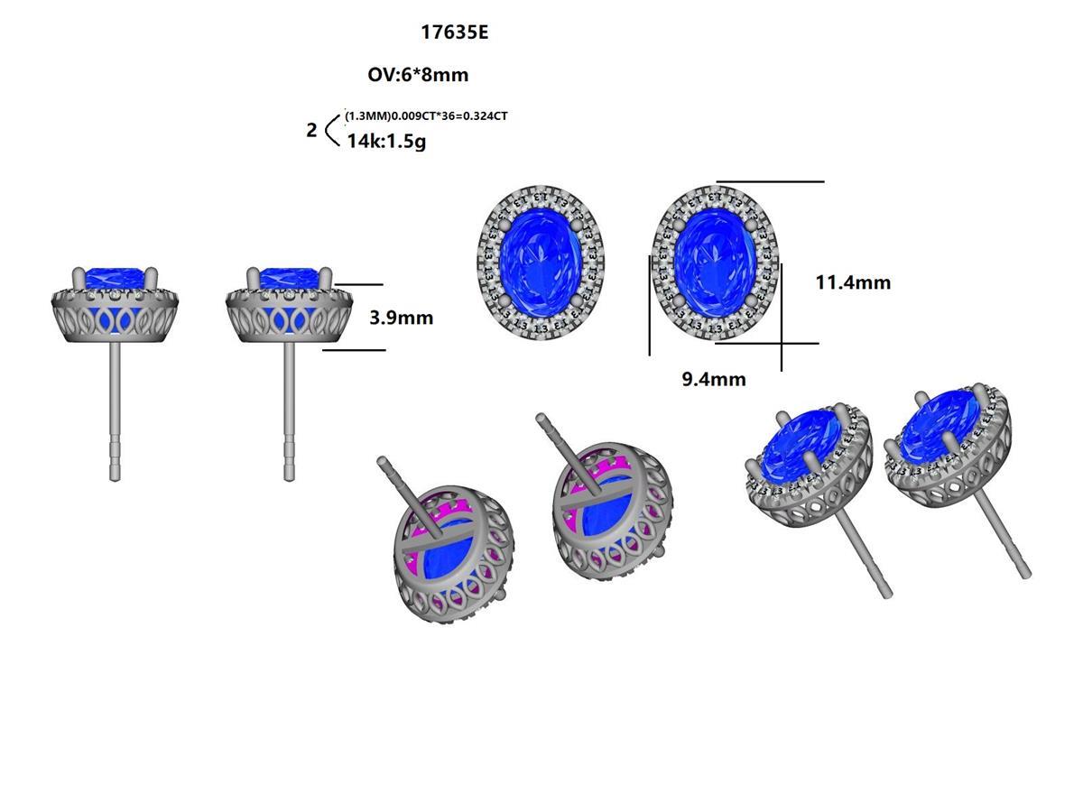 17635E-OV8X6 Earrings With Diamond & Gemstone