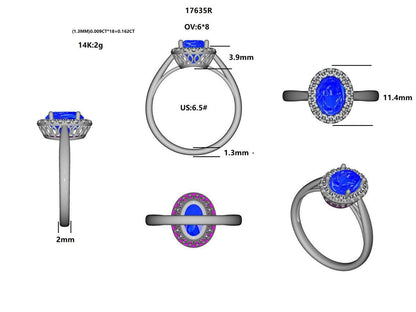 17635R-OV8X6  Ring With Diamond & Gemstone