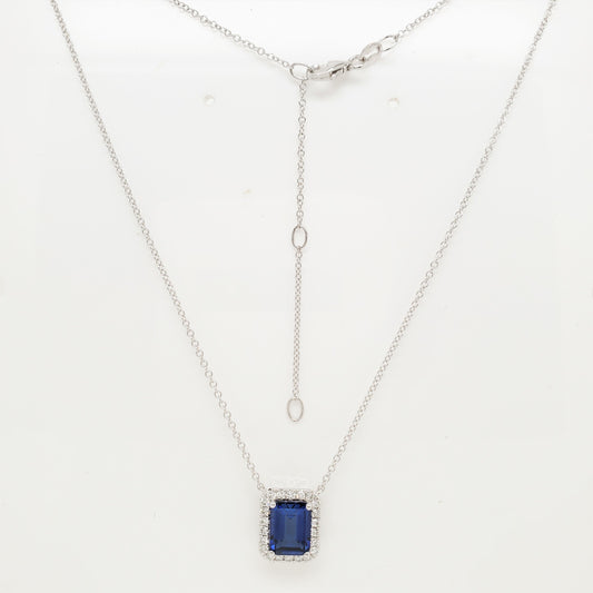 17636P-EM8X6 Necklace With Diamond & Gemstone