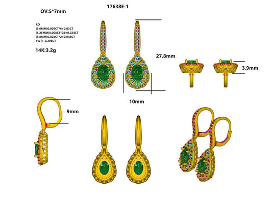 17638E-OV7X5 Earrings With Diamond & Gemstone