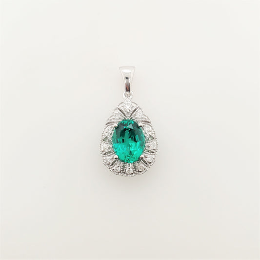 17638P-OV8X6 Pendant With Diamond & Gemstone