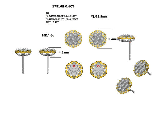 17816E-0.4CT Earring With Diamond