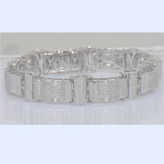 9268BR S925 SILVER BRACELET WITH OTHER CHAIN WITH DIAMOND