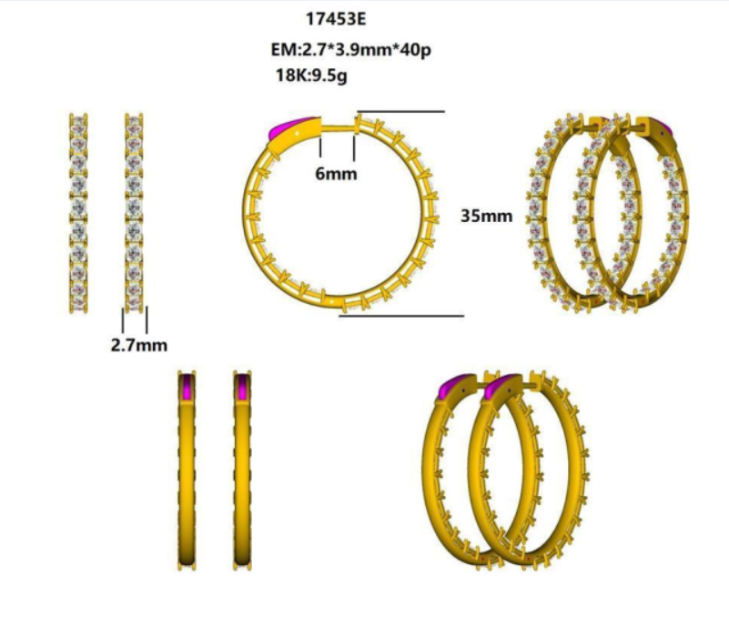 17453E 14K Semi-Mount Earrings